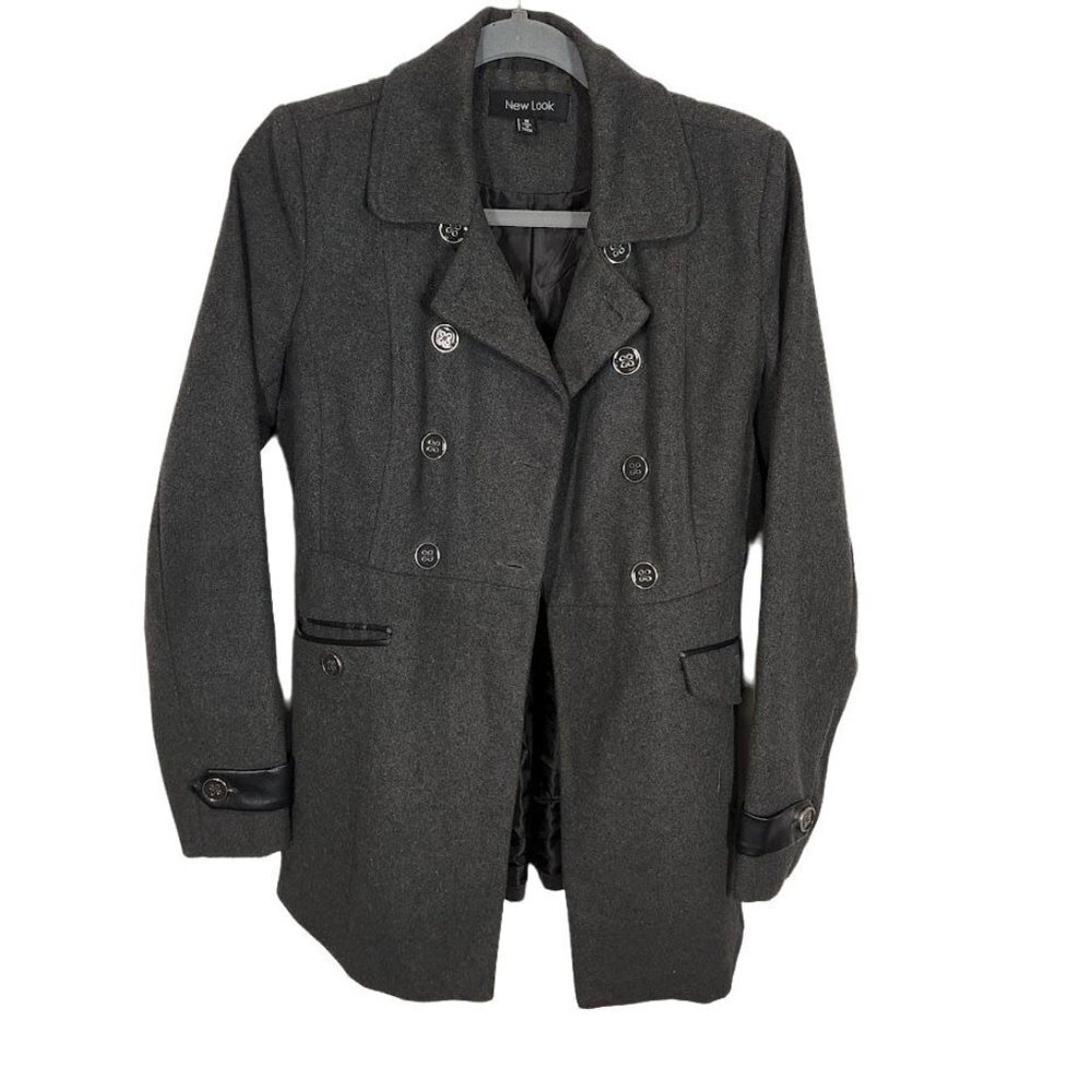 New Look Wool Blend Pea Coat in Gray Size Medium